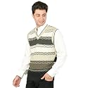 Men Woolen V-Neck Printed Design Sleeveless Pullover