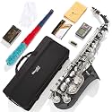 Mendini By Cecilio Eb Alto Saxophone Kit for Beginner - Black Silver