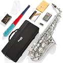 Mendini By Cecilio Eb Alto Saxophone Kit for Beginner - Silver