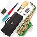 Mendini By Cecilio Eb Alto Saxophone Kit for Beginner - Gold Green