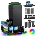 MENEEA Upgrade Cooling Fan & Dual Charging Stand for Xbox Series X Console & Controller,Cooling Fan Dust Proof for Xbox Series X Console with Colorful Light Strip