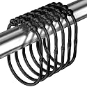 MENGJINGO 12PCS Wide Shower Curtain Hooks Rings, Rust Proof Stainless Steel, Heavy Duty Shower Hooks Rings for Bathroom Shower Rods Curtains Liners, Easy Glide Rollers, Set of 12, Black