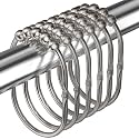 MENGJINGO 12PCS Wide Shower Curtain Hooks Rings, Rust Proof Stainless Steel, Heavy Duty Shower Hooks Rings for Bathroom Shower Rods Curtains Liners, Easy Glide Rollers, Set of 12, Matte Nickel