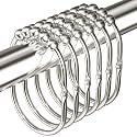 MENGJINGO 12PCS Wide Shower Curtain Hooks Rings, Rust Proof Stainless Steel, Heavy Duty Shower Hooks Rings for Bathroom Shower Rods Curtains Liners, Easy Glide Rollers, Set of 12, Chrome