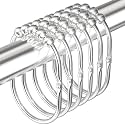 MENGJINGO 12PCS Wide Shower Curtain Hooks Rings, Rust Proof Stainless Steel, Heavy Duty Shower Hooks Rings for Bathroom Shower Rods Curtains Liners, Easy Glide Rollers, Set of 12, Bright Chrome