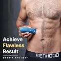 Menhood Date Ready Package 1.0 Pro Blue - Trimmer 1.0 Pro Blue, Baller, Intimate Foam Wash, Pre-Trim Gel, Replacement Blade | Travel Essentials Gift For Him (Green Apple)