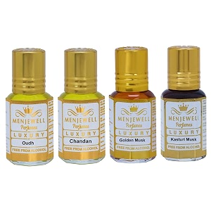 menjewell kasturi musk chandanekhaas golden musk oudh wooden musk perfume floral attar 6 ml pack of 4 g 50 gram