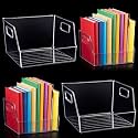 Menkxi 4 Pcs Clear Large Storage Book Display Case Book Organizer