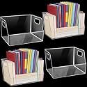 Menkxi 4 Pcs Clear Large Storage Book Display Case Book Organizer