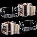Menkxi 4 Pcs Clear Large Storage Book Display Case Book Organizer
