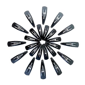 menmy glossy black metal tic tac hair clips for women pack of 24 pieces