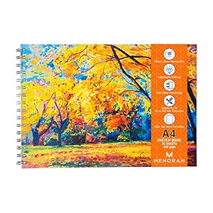 menorah - a4 - sketch book for artist -oil paint drawing books  140 gsm  100 pages50 sheets  metal wire-o bound sketchbooks  210 x 297 cm- autumn trees design