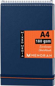 menorah a4 - landscape artist sketchbook -metal spiral bound-completely handmade sketch pad