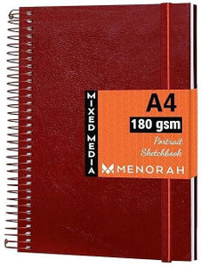 menorah a4 - portrait artist sketchbook - metal spiral bound-completely handmade sketch pad