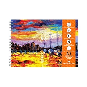 menorah - a3 drawing book - sketch pad  140 gsm  100 pages50 sheets metal wire-o bound drawing notebook  297 x 420 cm- blossom valley design