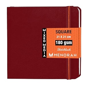 menorah - artist sketchbook - square -180gsm - drawing sketch book - 100 pages50 sheets - hard metal spiral bound drawing book 