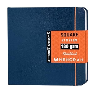 menorah - artist sketch book - square -180gsm - drawing sketchbook - 100 pages50 sheets - hard metal spiral bound drawing book 