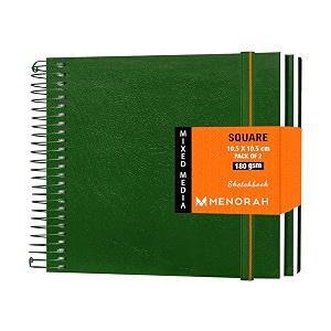 menorah - artist sketchbook - square- 180gsm - size 105 x 105 cm pack of 2 - small travel size sketch book- 100 pages50 sheets 