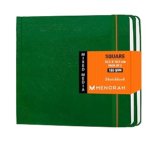 menorah - artist sketchbook - square- 180gsm - size 105 x 105 cm pack of 2 - small travel size sketch book- 100 pages50 sheets 