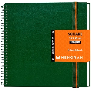 menorah - square spiral sketch book for artist - 180 gsm - 100 pages50 sheets -square sketchbook for drawingpainting watercolor acrylics gouache -metal spiral bound -300 x 300 cm 