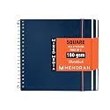 MENORAH - Artist Sketchbook - Square- 180gsm - Size (10.5 x 10.5 cm) Pack of 2 - Small Travel Size Sketch Book- 100 Pages/50 Sheets - Hard Metal Spiral Bound - Art Book (Dark Blue)