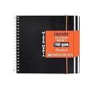 MENORAH - Artist Sketchbook - Square- 180gsm - Size (10.5 x 10.5 cm) Pack of 2 - Small Travel Size Sketch Book- 100 Pages/50 Sheets - Watercolor, Hard Metal Spiral Bound - Art Book (Black)