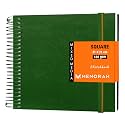 MENORAH - Artist Sketchbook - Square -180gsm - Drawing Sketch Book - 100 Pages/50 Sheets - Hard Metal Spiral Bound Drawing Book - Dark Green - Size (21.0 x 21.0 cm) Big- Art Book