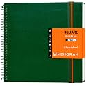MENORAH - SQUARE Spiral Sketch Book for Artist - 180 GSM - 100 Pages/50 Sheets -Square Sketchbook for Drawing,Painting, Watercolor, Acrylics, Gouache -Metal Spiral Bound -(30.0 x 30.0 cm) -Green