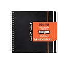 MENORAH - Artist Sketchbook - Square- 180gsm - Size (10.5 x 10.5 cm) Pack of 2 - Small Travel Size Sketch Book- 100 Pages/50 Sheets - Watercolor, Hard Metal Spiral Bound - Art Book (Black)