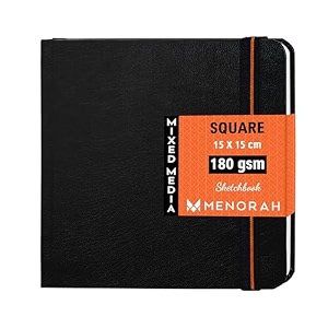 menorah paper - sketch book for artist - square - 180 gsm - square sketchbook for drawing watercolor - hard bound - 100 pages50 sheets 