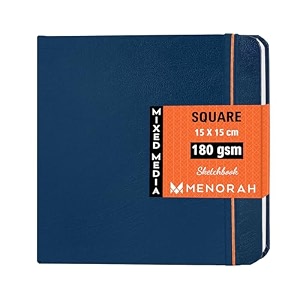 menorah - artist sketchbook - square- 180gsm - size 105 x 105 cm pack of 2 - small travel size sketch book- 100 pages50 sheets 