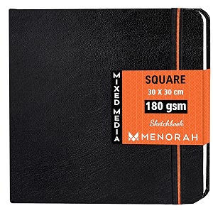 menorah - sketch book for artist - square - 180 gsm - square sketchbook - for drawing - hard bound 