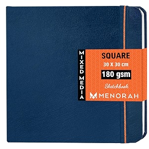 menorah - sketch book for artist - square - 180 gsm - square sketchbook - for drawing - hard bound 