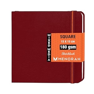 menorah - artist sketchbook - square- 180gsm - size 105 x 105 cm pack of 2 - small travel size sketch book- 100 pages50 sheets 