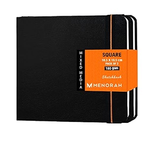 menorah - sketch book for artist- square- 180 gsm- square sketchbook- for drawing- hard bound