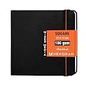 MENORAH Paper - Sketch Book for Artist - Square - 180 GSM - Square Sketchbook for Drawing, Watercolor - Hard Bound - 100 Pages/50 Sheets - (15.0 x 15.0 cm)-(Black)