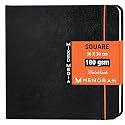 MENORAH - Sketch Book for Artist - Square - 180 GSM - Square Sketchbook - for Drawing - Hard Bound - 100 Pages/50 Sheets - (30.0 x 30.0 cm) - (Black), Paper, Acrylic