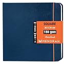 MENORAH - Sketch Book for Artist - Square - 180 GSM - Square Sketchbook - for Drawing - Hard Bound - 100 Pages/50 Sheets - (30.0 x 30.0 cm) - (Dark Blue), Paper, Acrylic