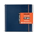 MENORAH - Square Spiral Sketch Book for Artist - 180 GSM - 100 Pages/50 Sheets - Square Sketchbook for Drawing, Painting, Acrylics, Gouache - Metal Spiral Bound -(15.0 x 15.0 cm) - Dark Blue
