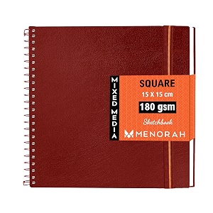 menorah - artist sketchbook - square- 180gsm - size 105 x 105 cm pack of 2 - small travel size sketch book- 100 pages50 sheets 
