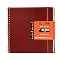 MENORAH - Artist Sketchbook - Square- 180gsm - Size (10.5 x 10.5 cm) Pack of 2 - Small Travel Size Sketch Book- 100 Pages/50 Sheets - Watercolor, Hard Metal Spiral Bound - Art Book (Black)