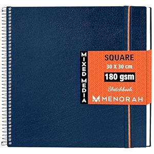 menorah - square spiral sketch book for artist -180 gsm - 100 pages50 sheets -square sketchbook for drawingpainting acrylics gouache -metal spiral bound -300 x 300 cm 