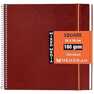 menorah - square spiral sketch book for artist - 180 gsm - 100 pages50 sheets -square sketchbook for drawingpaintinglight watercolor acrylics gouache -metal spiral bound -300 x 300 cm 