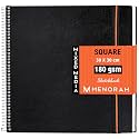 MENORAH - Square Spiral Sketch Book for Artist - 180 GSM - 100 Pages/50 Sheets -Square Sketchbook for Drawing,Painting,Light Watercolor, Acrylics, Gouache -Metal Spiral Bound -(30.0 x 30.0 cm) -Black