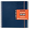 MENORAH - Square Spiral Sketch Book for Artist -180 GSM - 100 Pages/50 Sheets -Square Sketchbook for Drawing,Painting, Acrylics, Gouache -Metal Spiral Bound -(30.0 x 30.0 cm) -Dark Blue