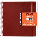 MENORAH - Square Spiral Sketch Book for Artist - 180 GSM - 100 Pages/50 Sheets -Square Sketchbook for Drawing,Painting,Light Watercolor, Acrylics, Gouache -Metal Spiral Bound -(30.0 x 30.0 cm) -Red