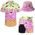 Mens 2 Piece Tracksuit Hawaiian Button Down Shirt And Compression Liner Shorts Sets With Bucket Hats