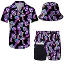 Mens 2 Piece Tracksuit Hawaiian Button Down Shirt And Compression Liner Shorts Sets With Bucket Hats