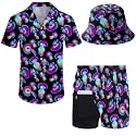 Mens 2 Piece Tracksuit Hawaiian Button Down Shirt And Compression Liner Shorts Sets With Bucket Hats