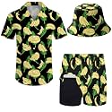 Mens 2 Piece Tracksuit Hawaiian Button Down Shirt And Compression Liner Shorts Sets With Bucket Hats
